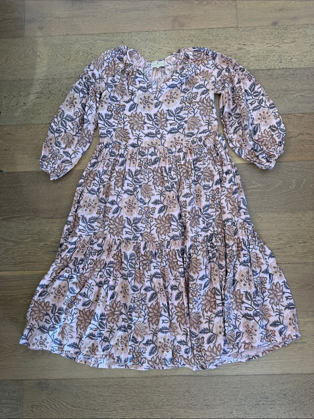 Hannah Pink Floral Tiered Midi Dress